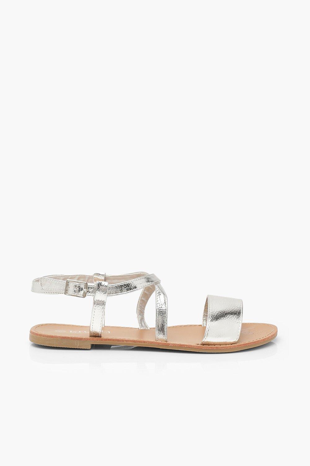 Flat silver sandals wide on sale width