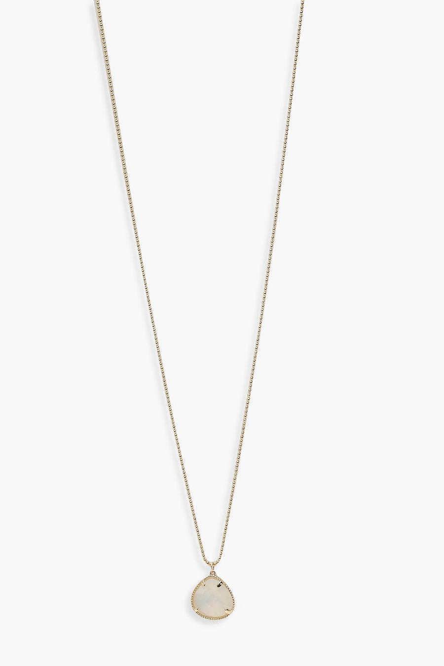 Gold Simple Iridescent Teardrop Pendant Necklace image number 1