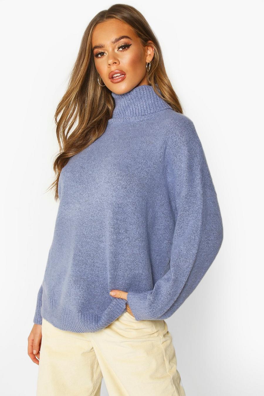 Turtleneck Drop Shoulder Longline Sweater image number 1
