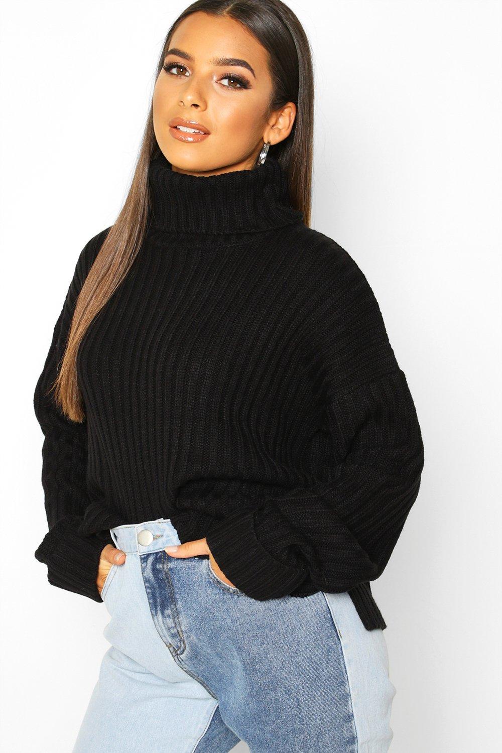 oversized roll neck knit jumper