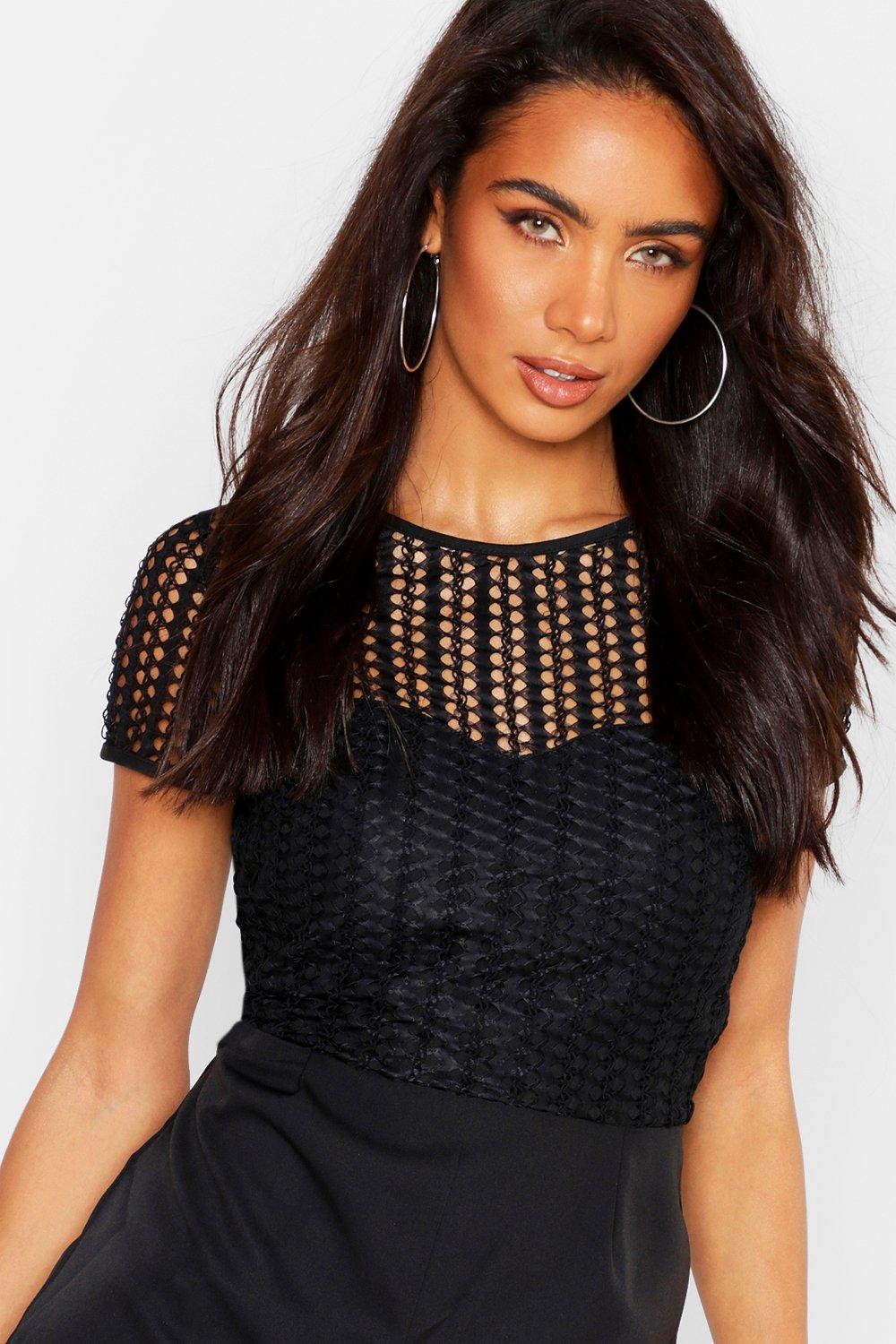 boohoo lace playsuit