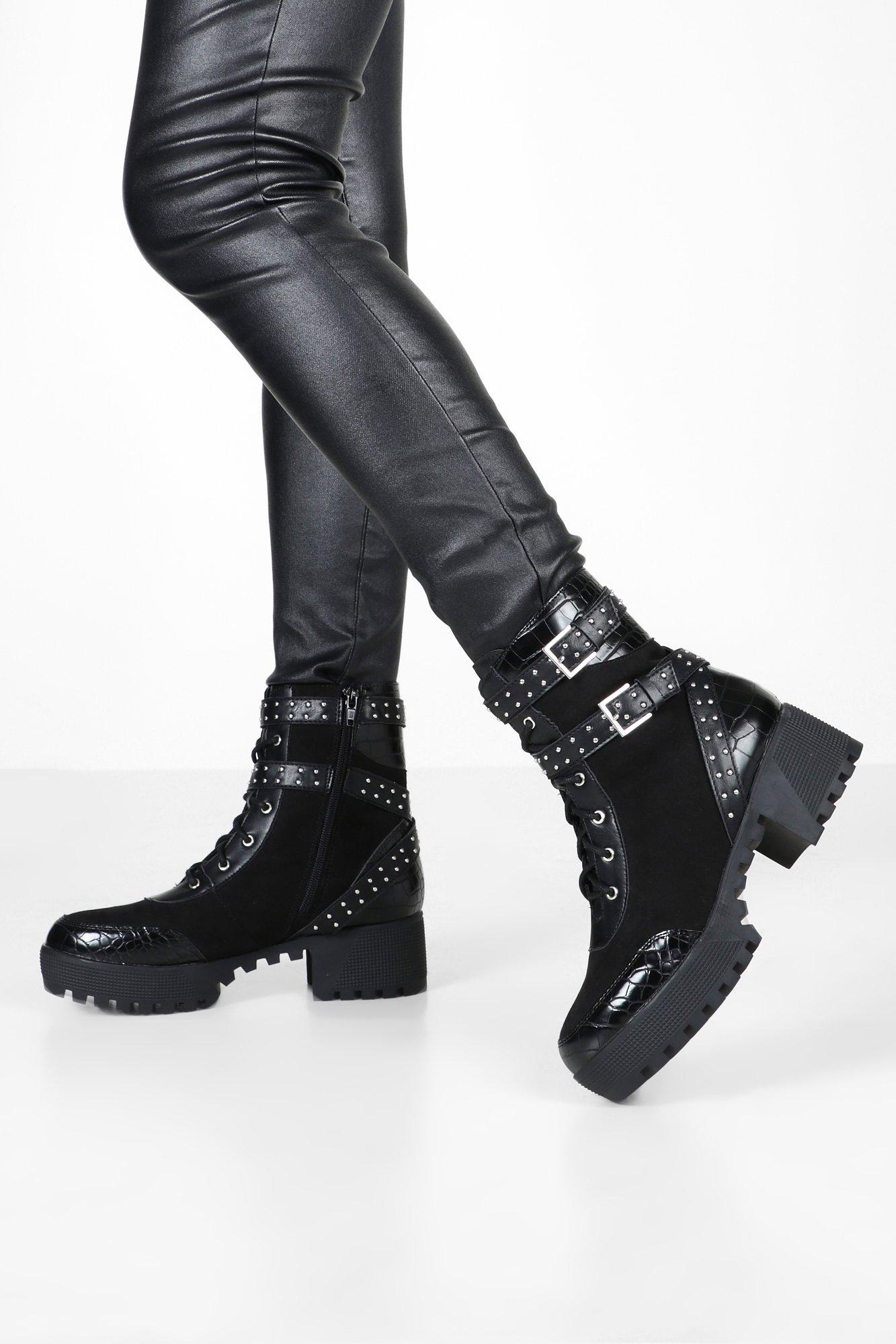 chunky biker boots