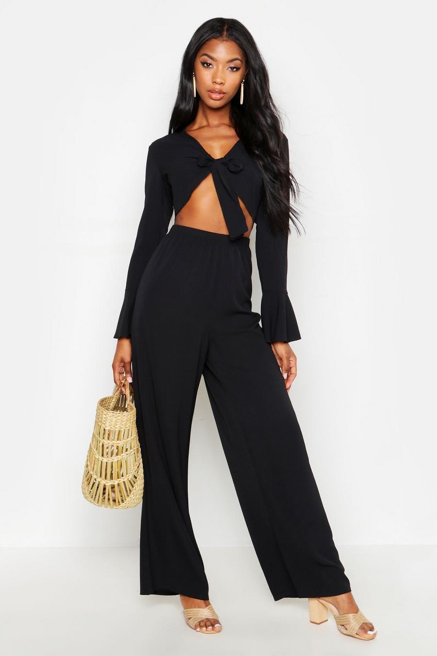 Tie Front Crop + Pants Beach Co-Ord image number 1