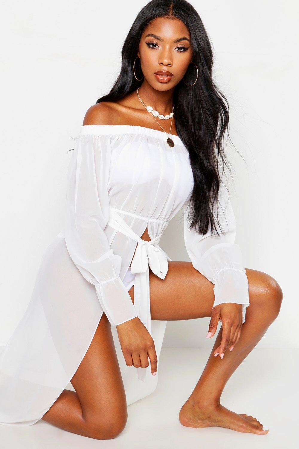 Off The Shoulder Chiffon Beach Dress