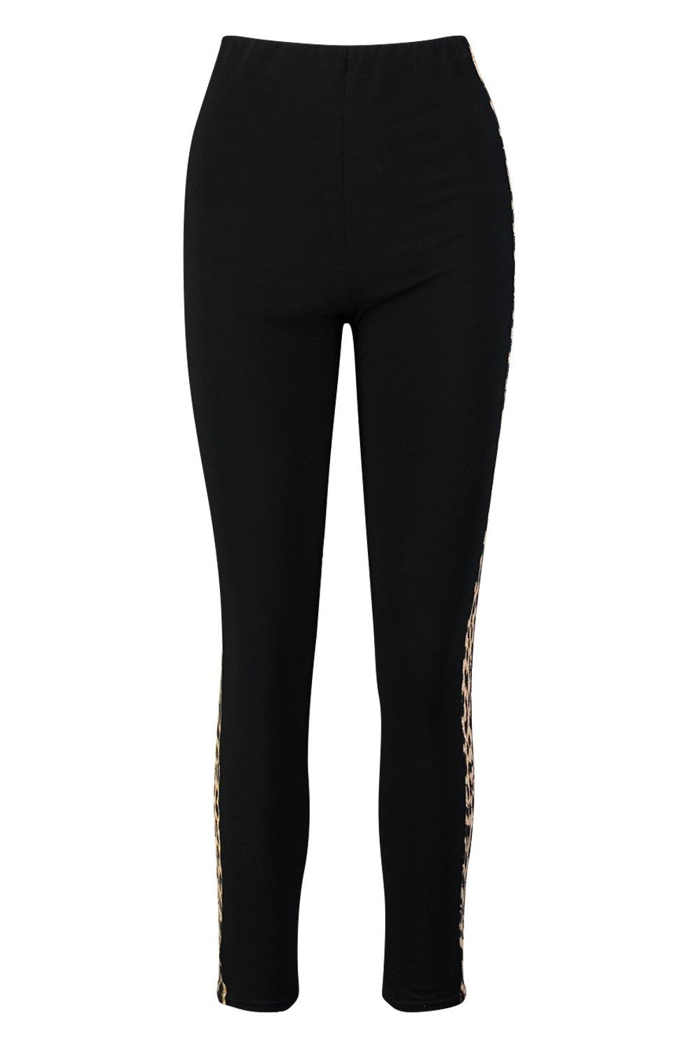 Leopard trim outlet leggings