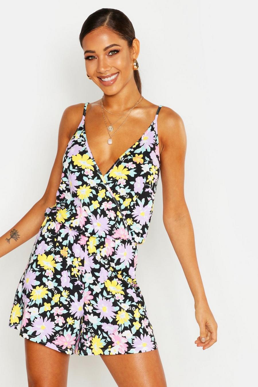 Wrap Front Floral Jersey Playsuit image number 1