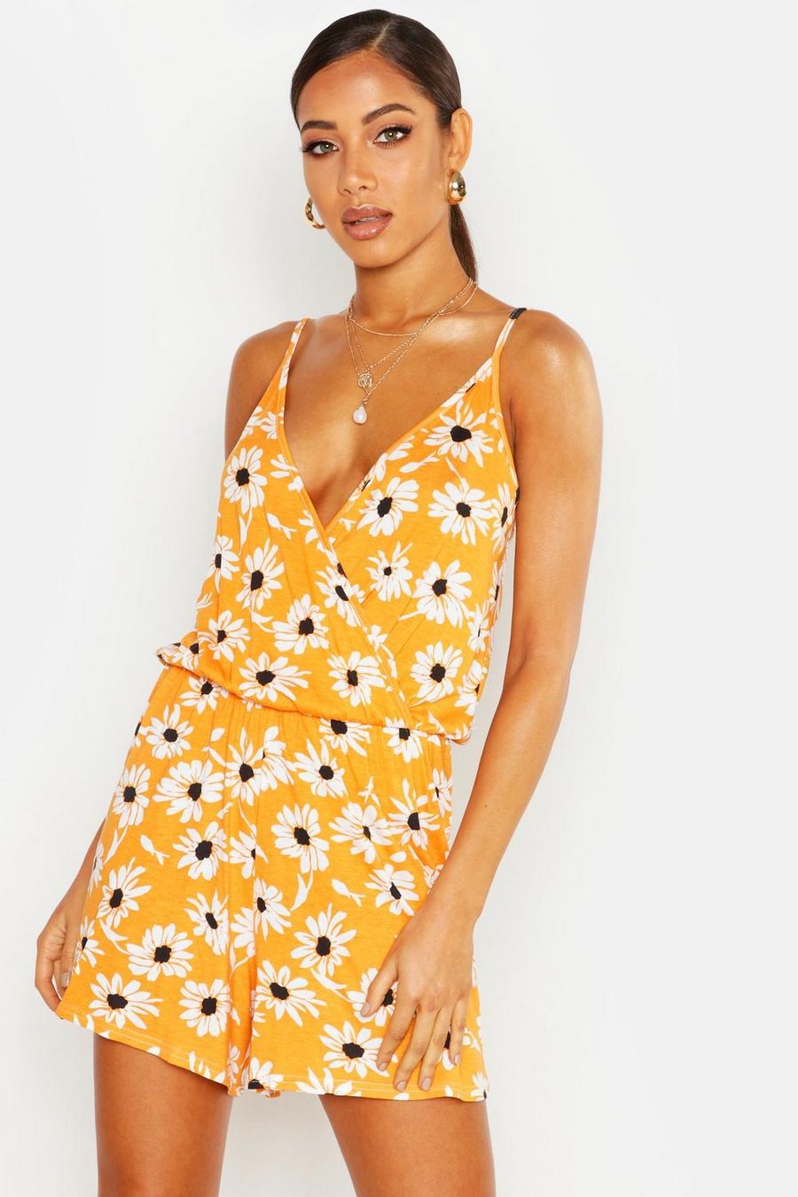 Large Daisy Print Wrap Playsuit image number 1