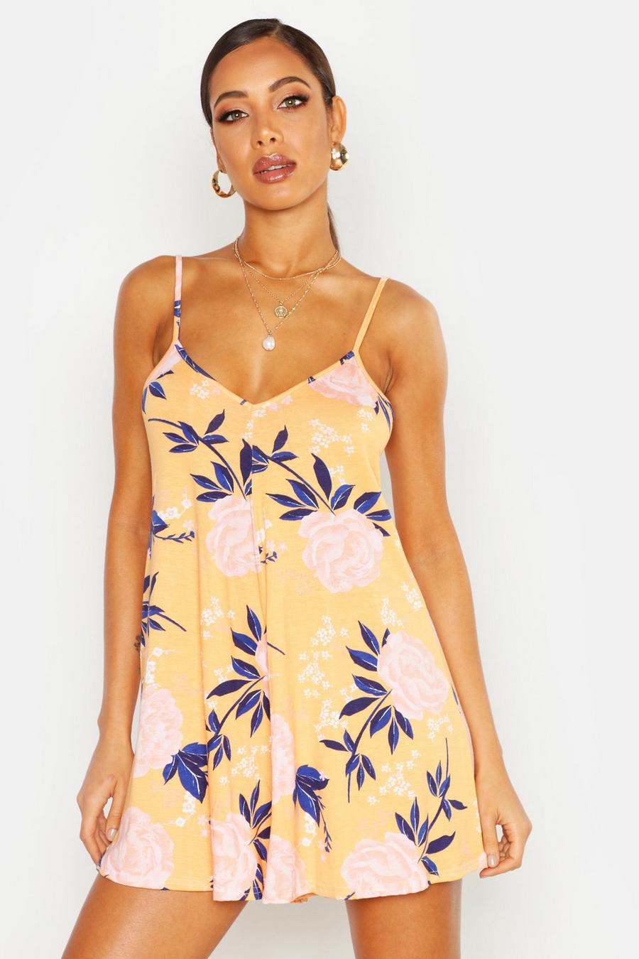 Large Floral Jersey Swing Playsuit image number 1