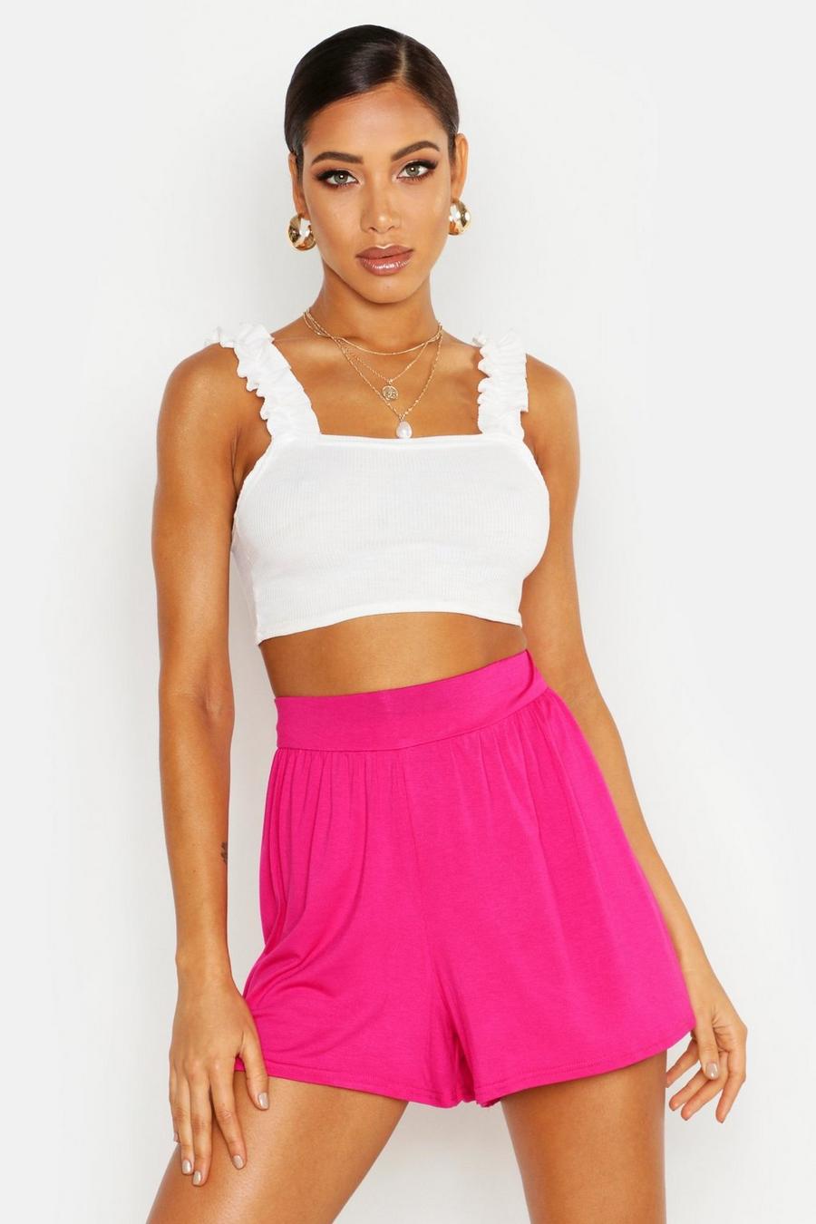 Pink Basic Jersey Knit Flowy Shorts image number 1