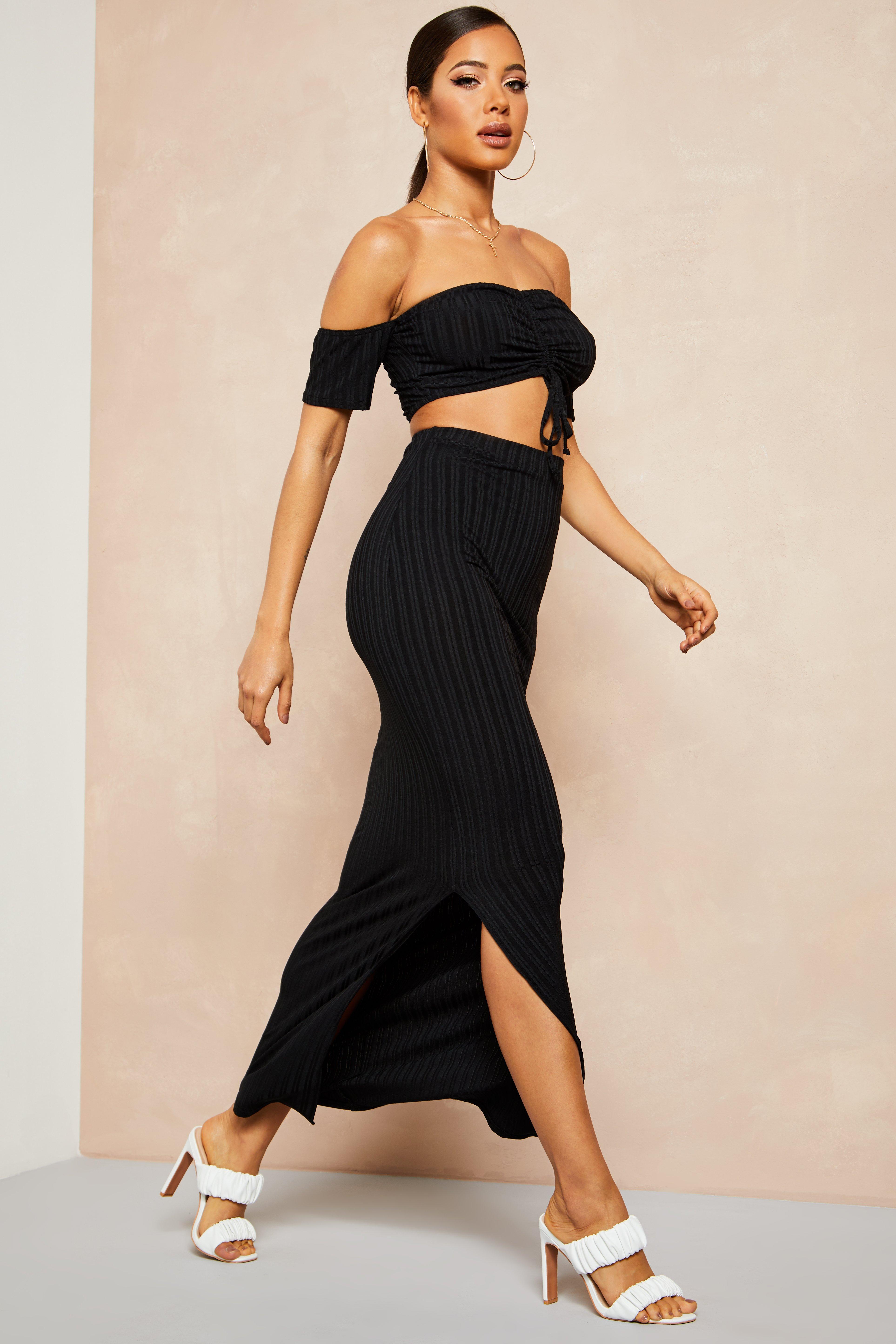 ribbed maxi skirt co ord