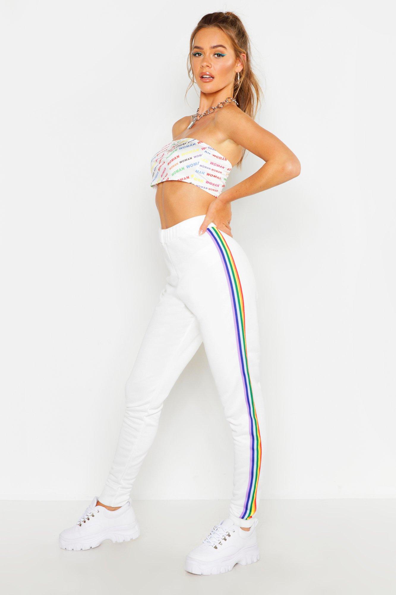 Joggers with store rainbow stripe