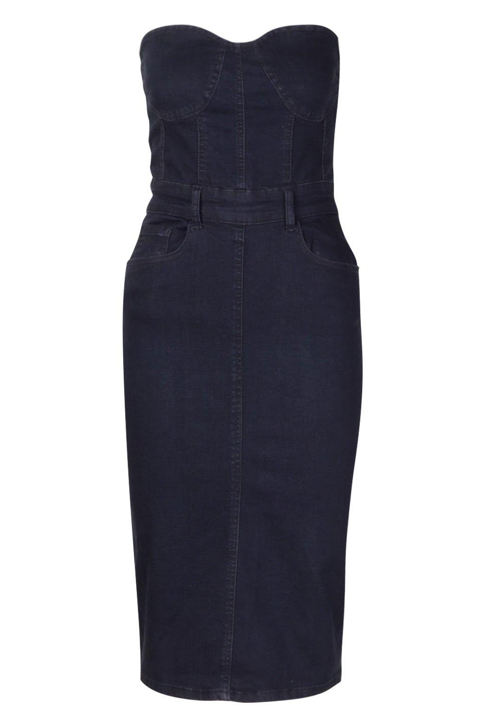 16+ Strapless Denim Midi Dress