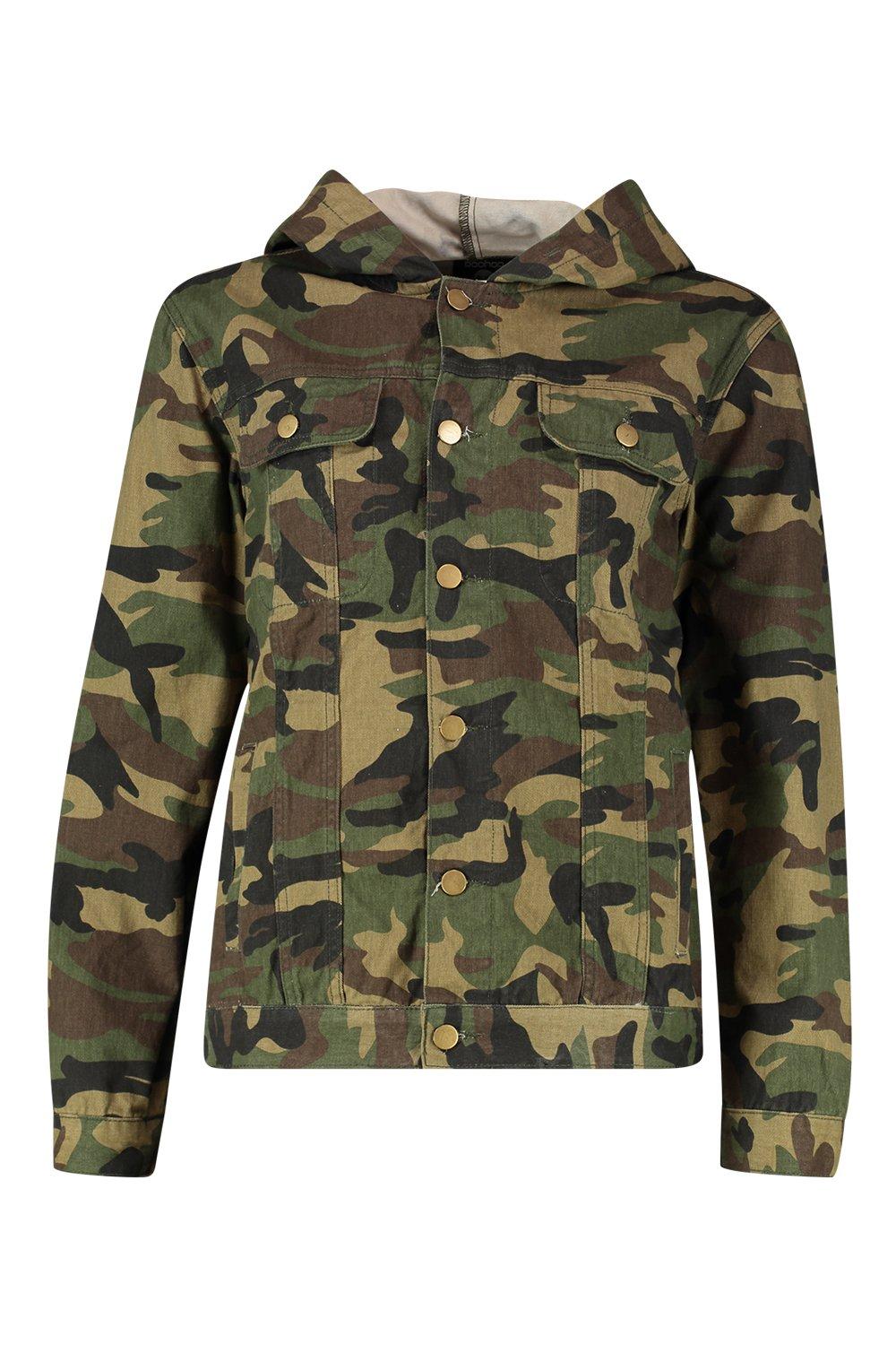 Boohoo camo hot sale denim jacket