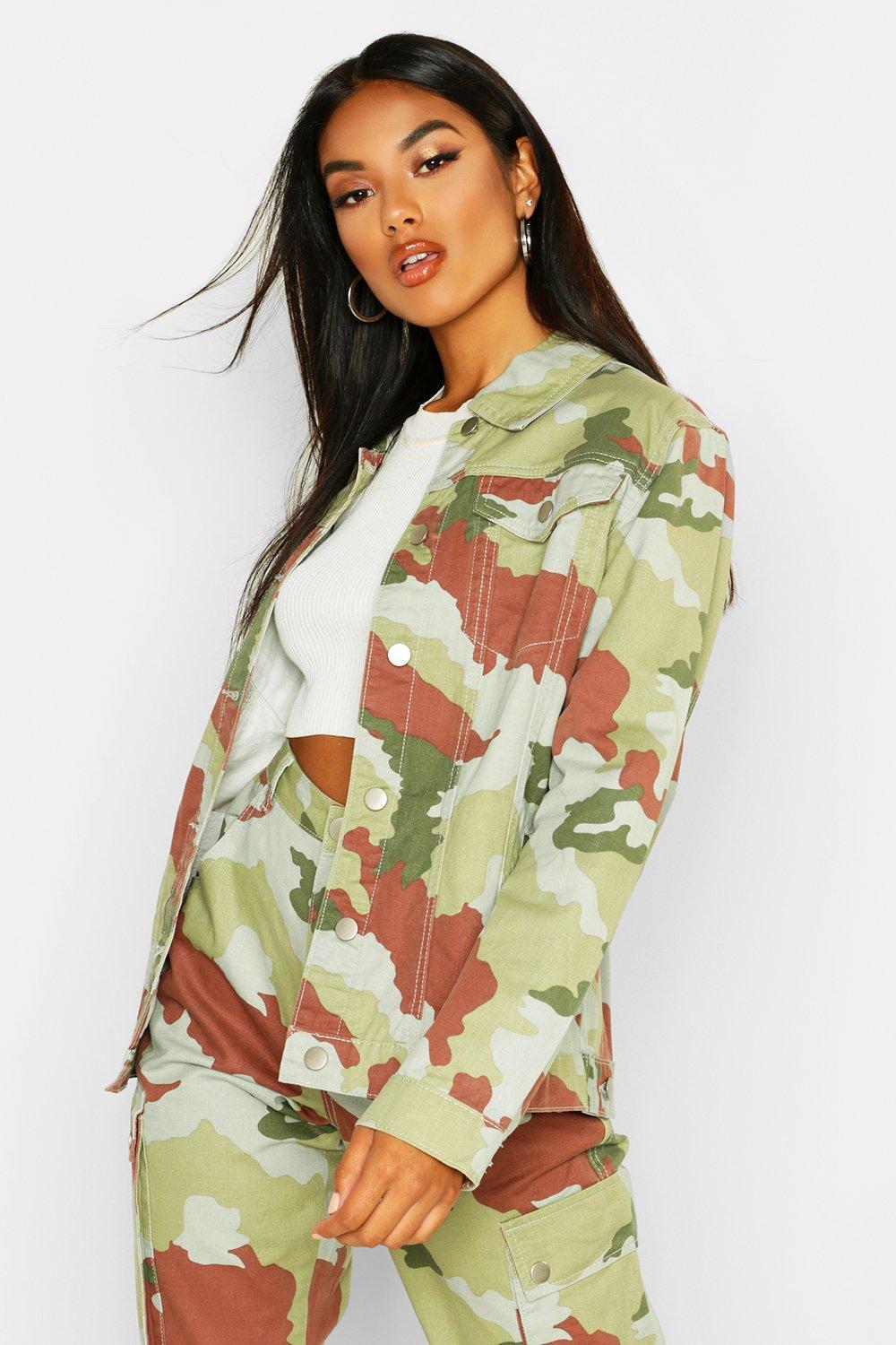 Camouflage oversized hot sale denim jacket