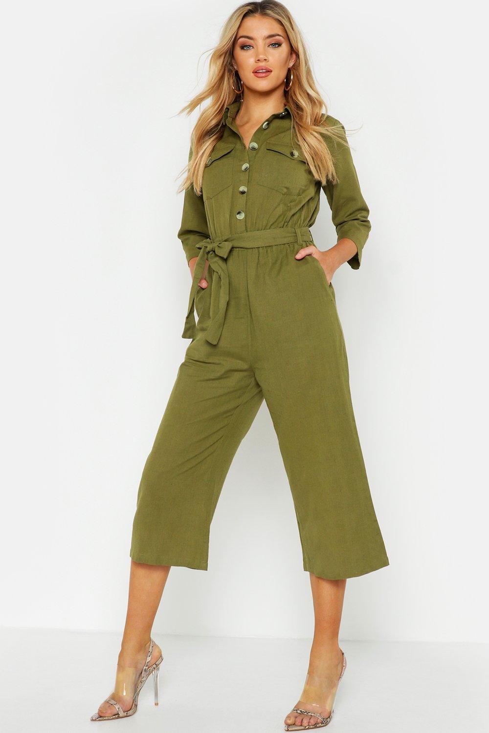 boohoo khaki jumpsuit