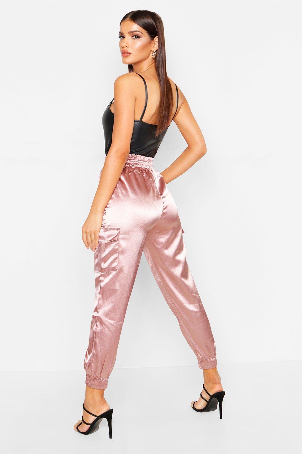 Boohoo satin joggers online