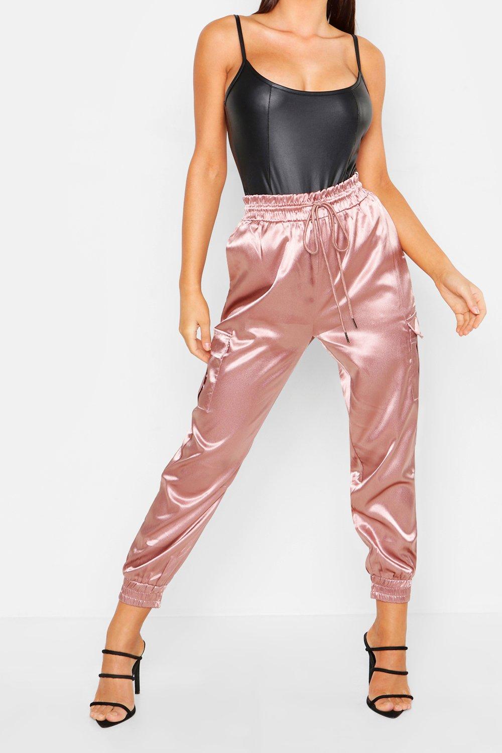 black satin utility trousers