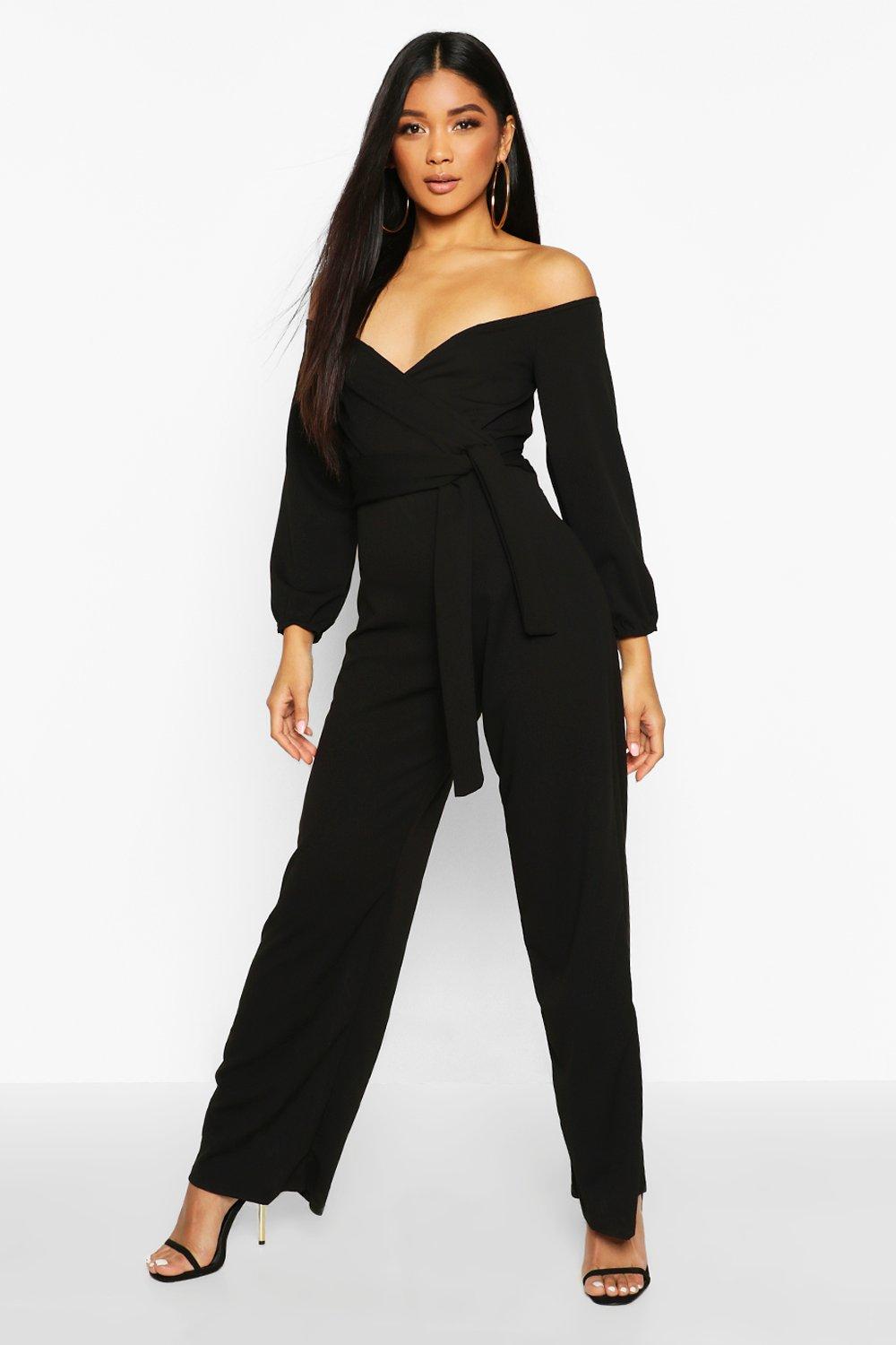 Off the shoulder wide leg jumpsuit on sale