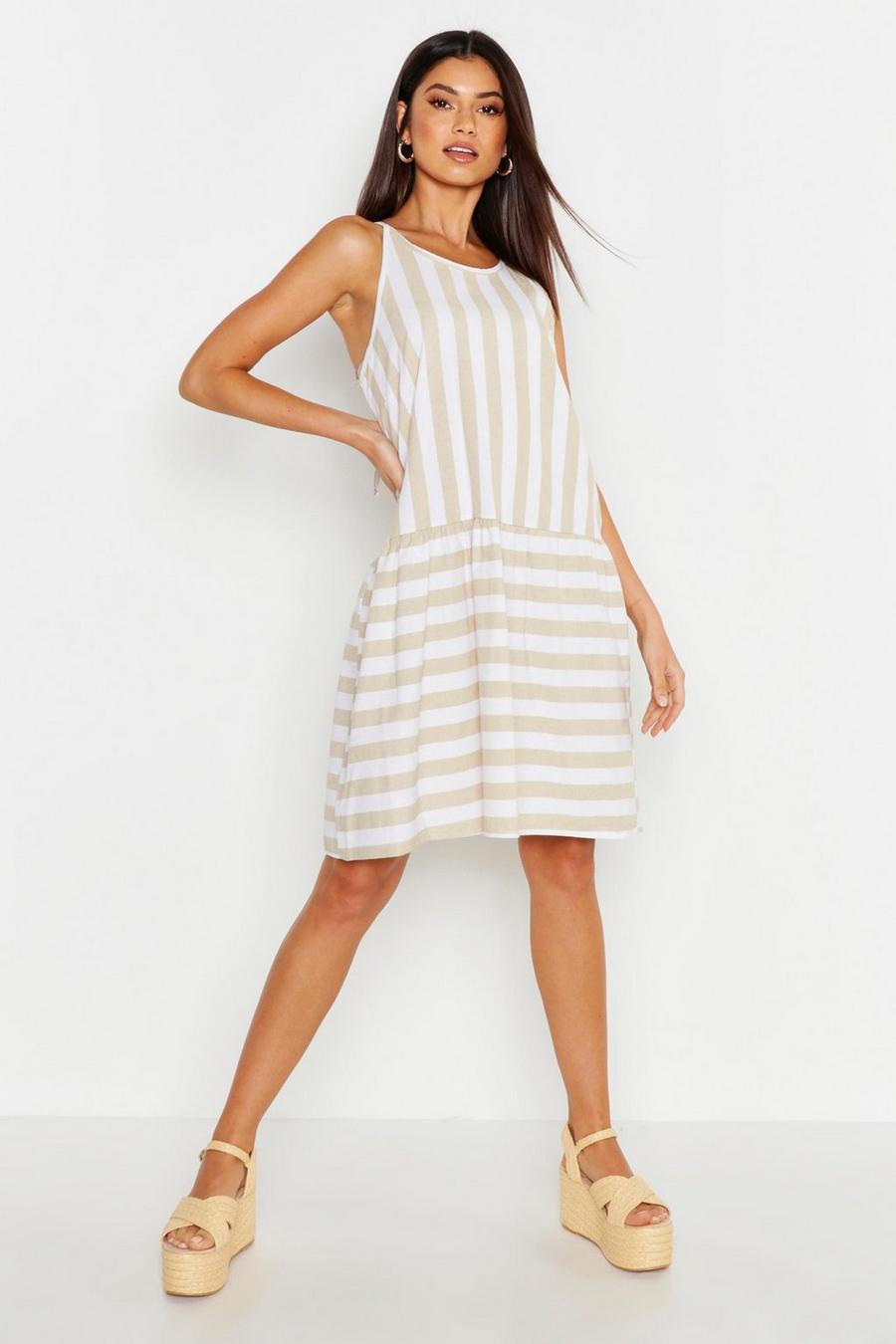 Linen Stripe Smock Dress image number 1