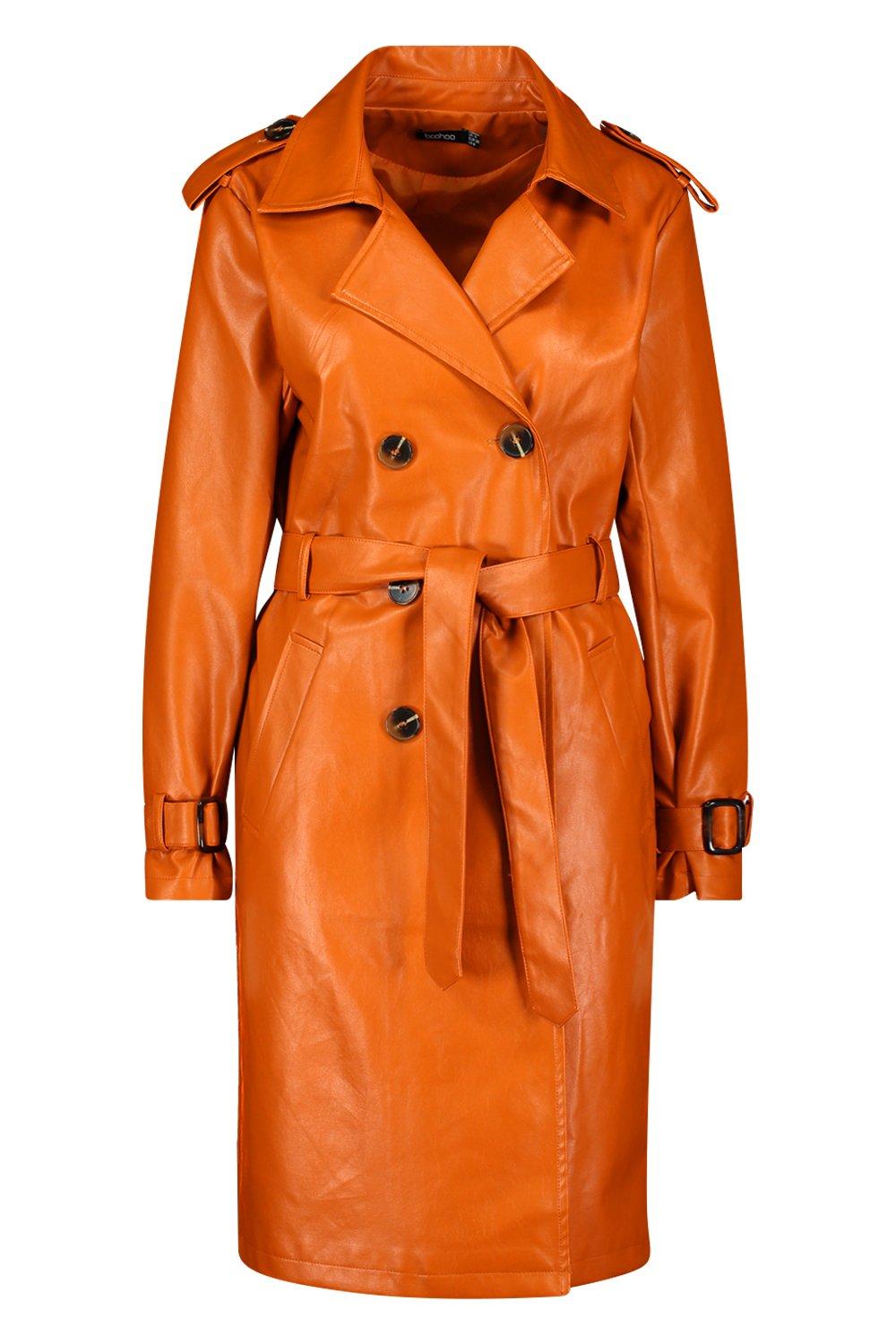 EACH X OTHER Belted faux leather trench coat