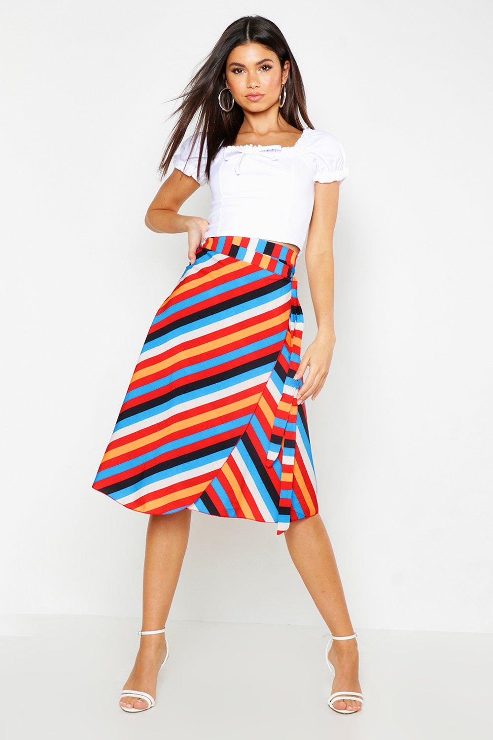 Stripe Wrap Skirt | boohoo
