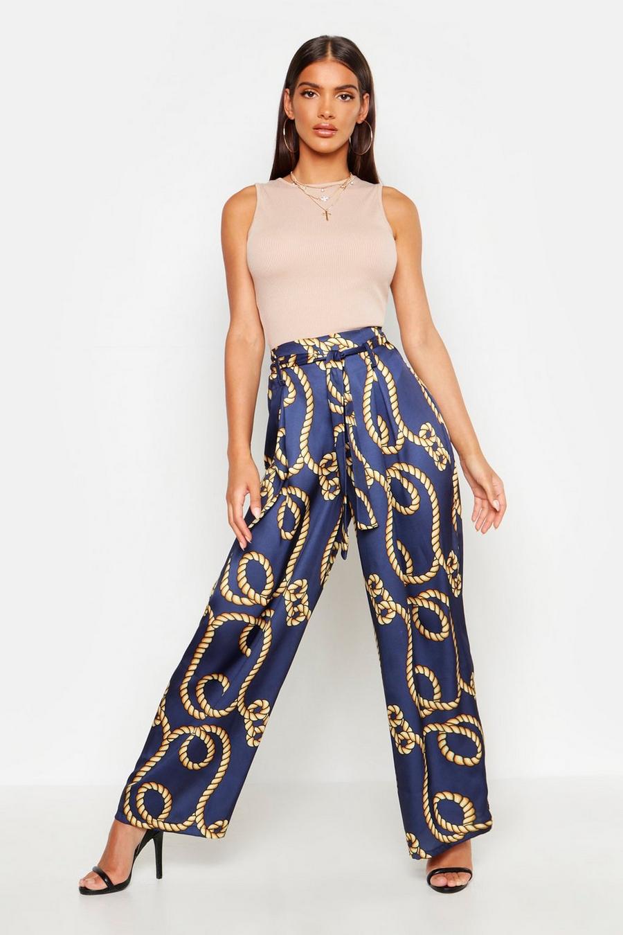 Rope Print Belted Satin Trouser image number 1