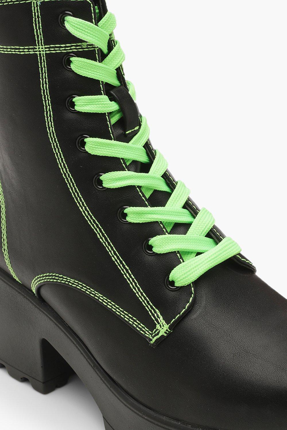 Neon store green boots