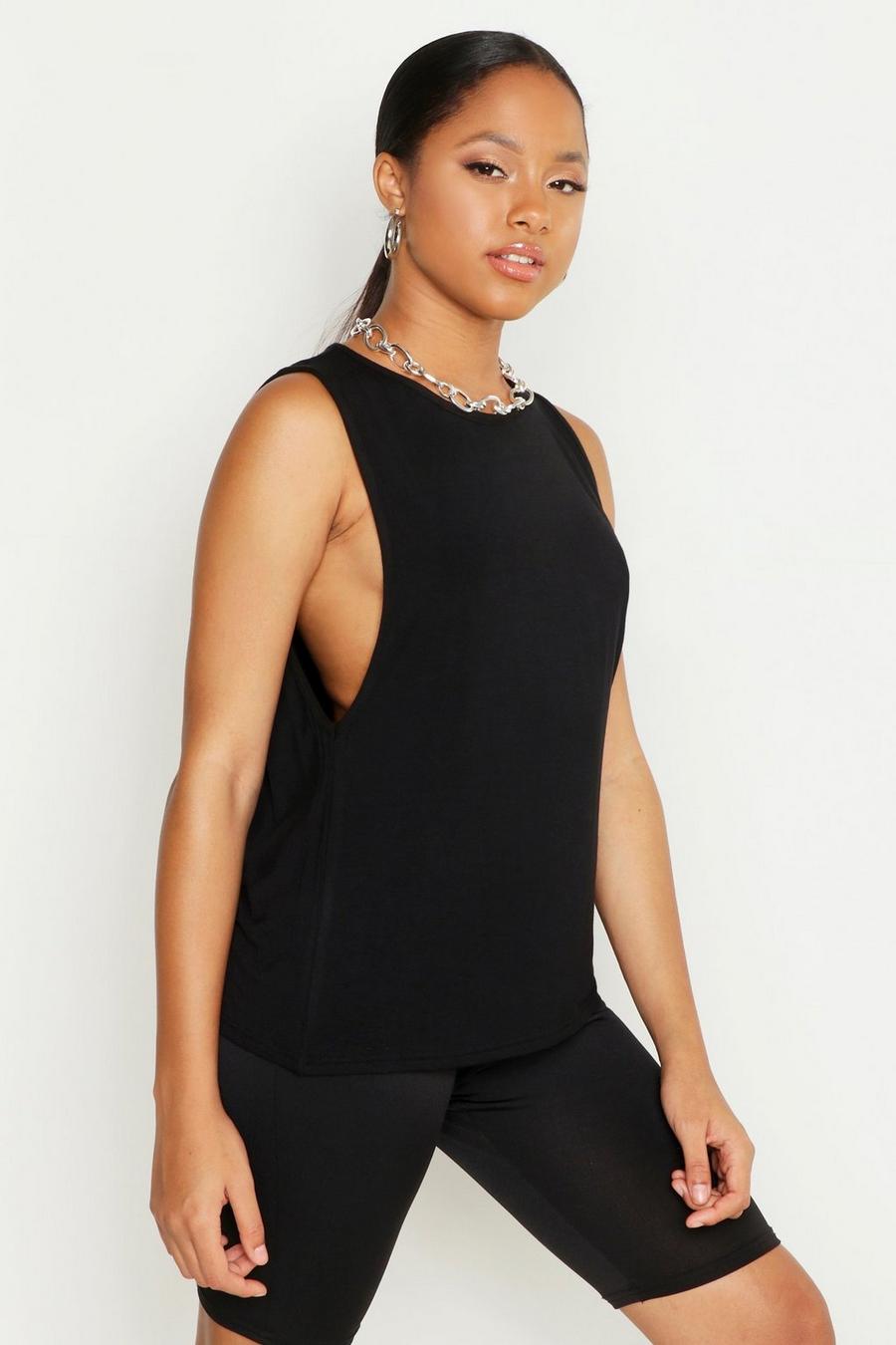 Black Extreme Drop Armhole Tank Top image number 1