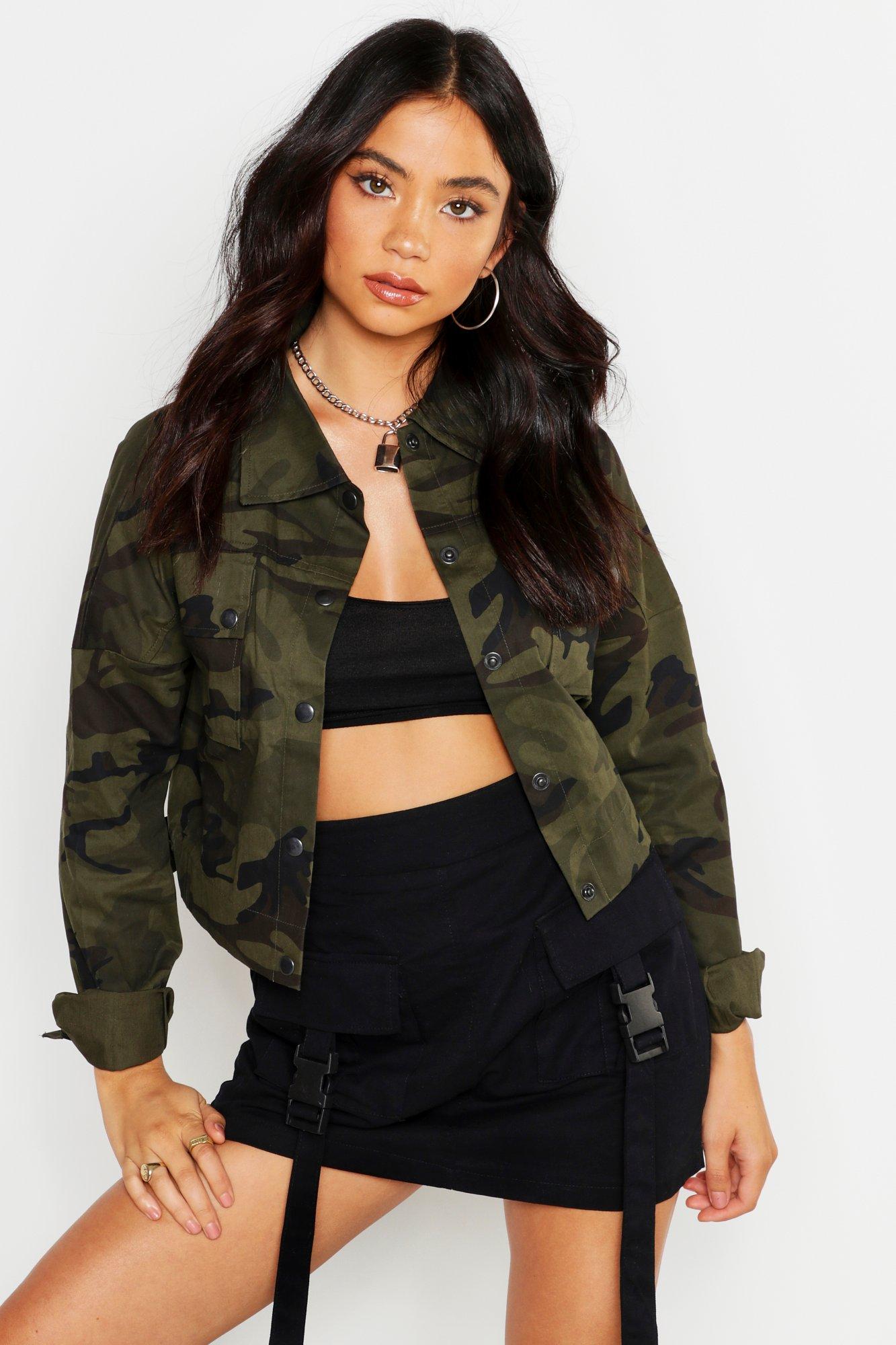 Cropped Camo Utility Jacket