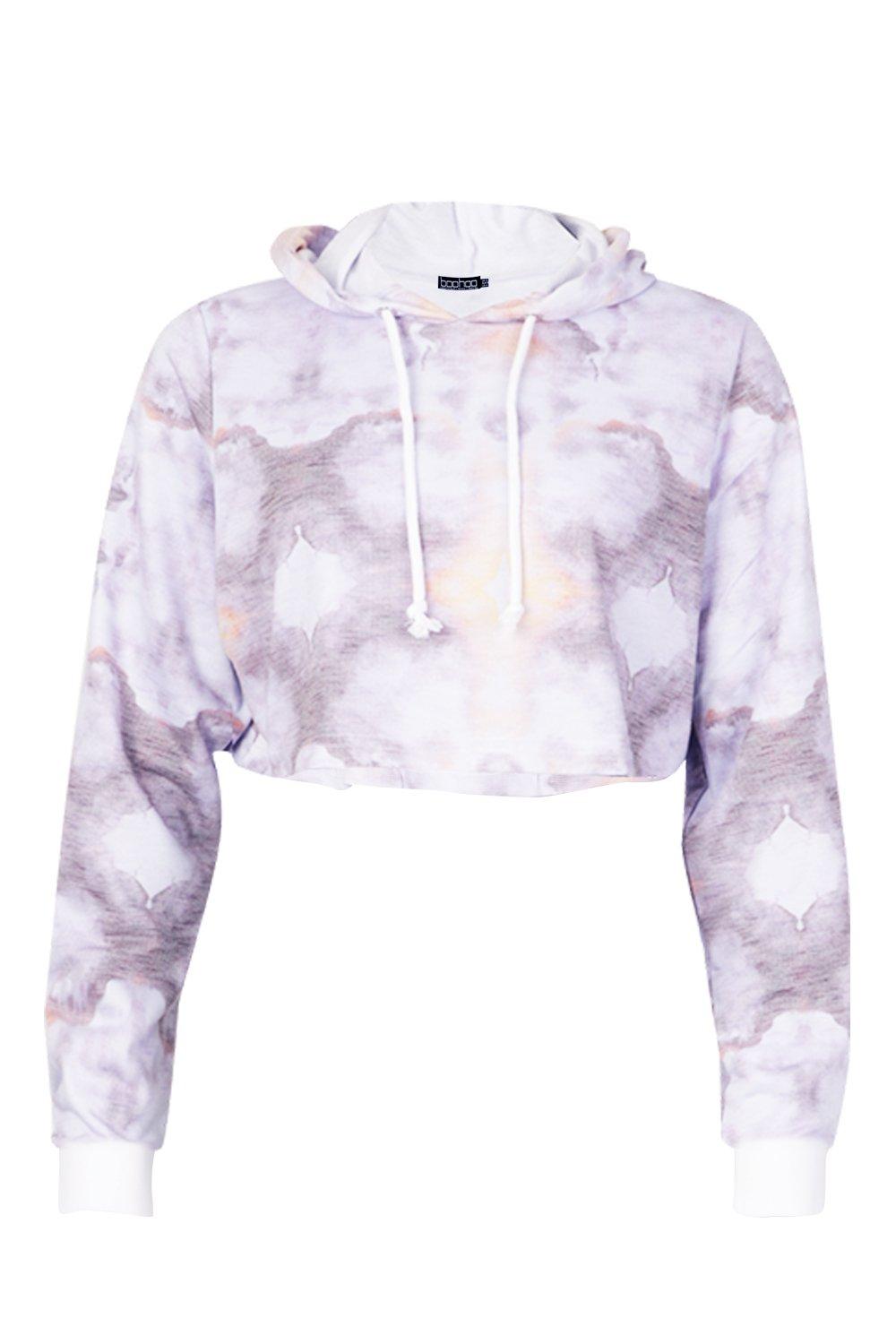 Tie dye crop hoodie clearance
