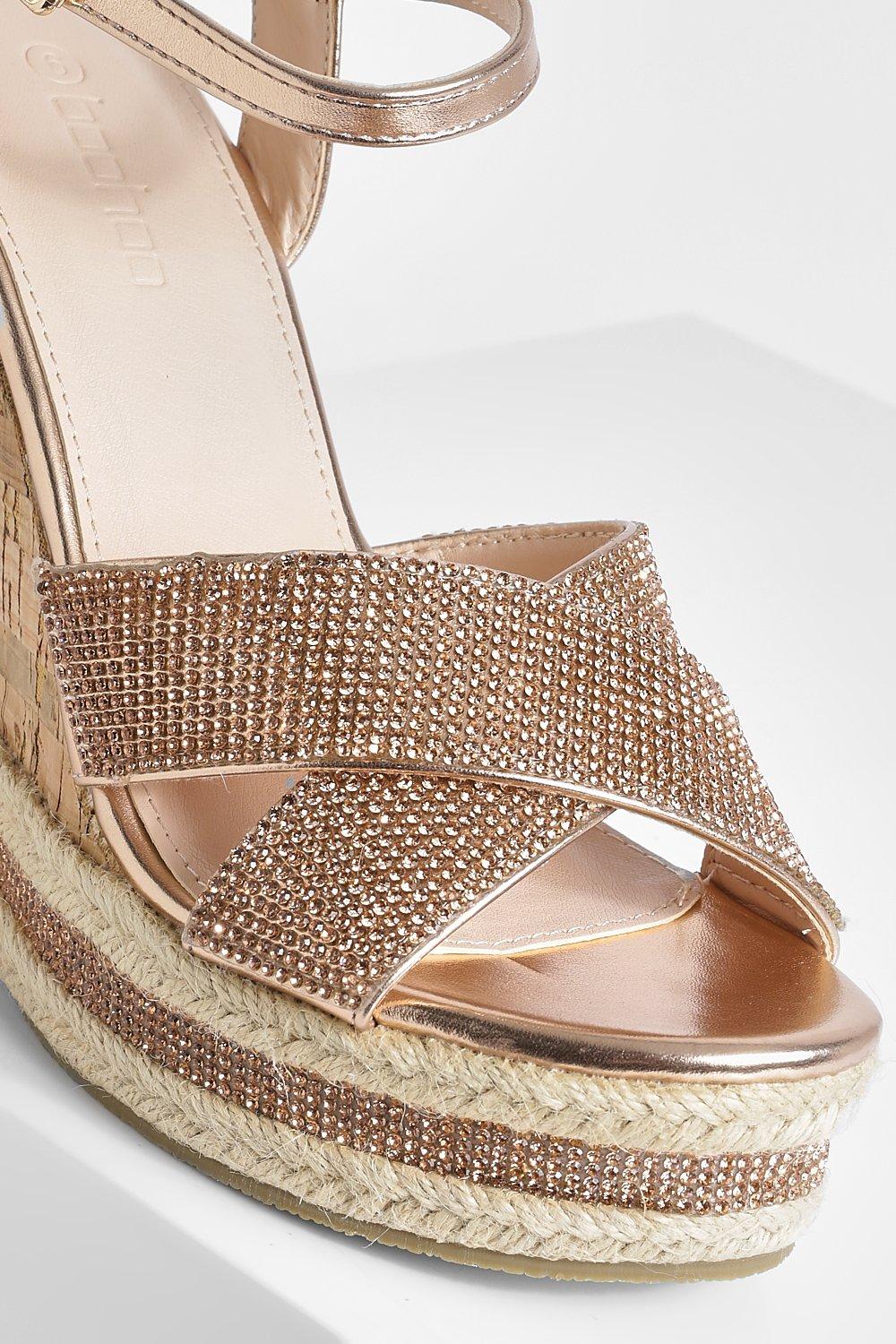 Gold sales summer wedges