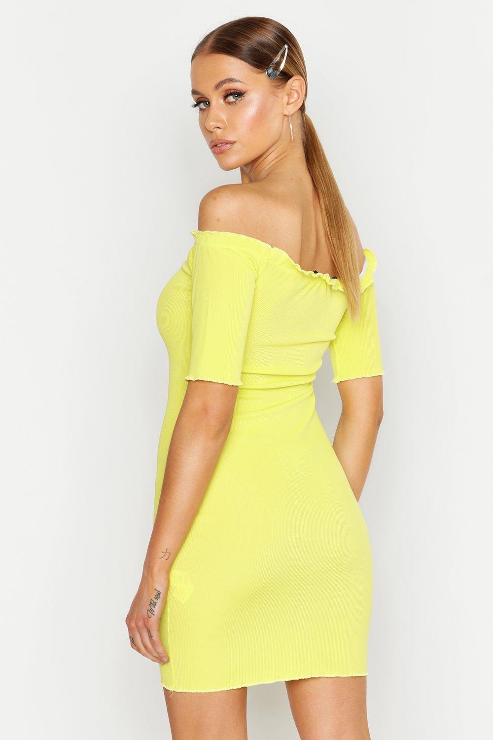 Lettuce edge off the shoulder dress sale