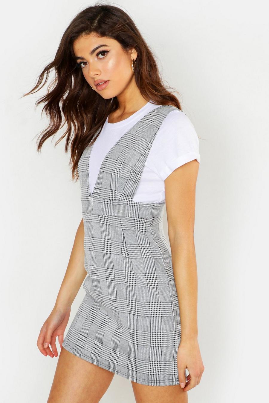 Woven Plunge Check Pinafore Dress image number 1