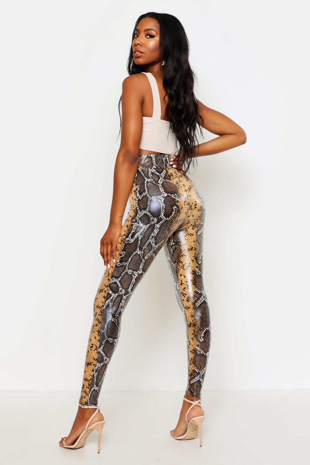 Faux Leather Snake Print Leggings