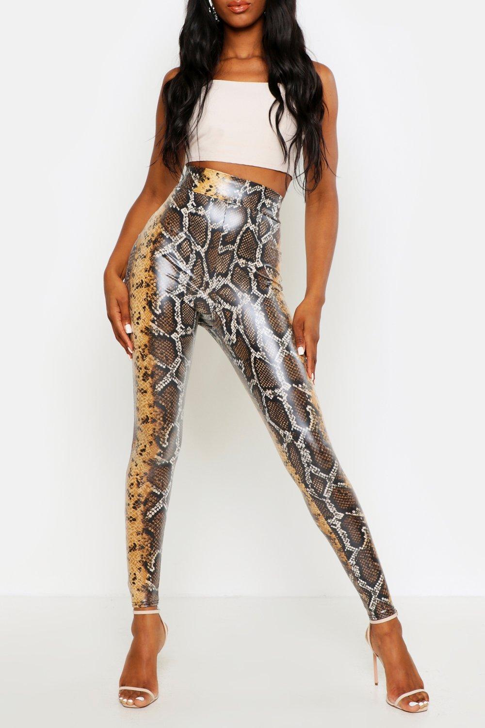 Leggings con efecto piel estampado de serpiente