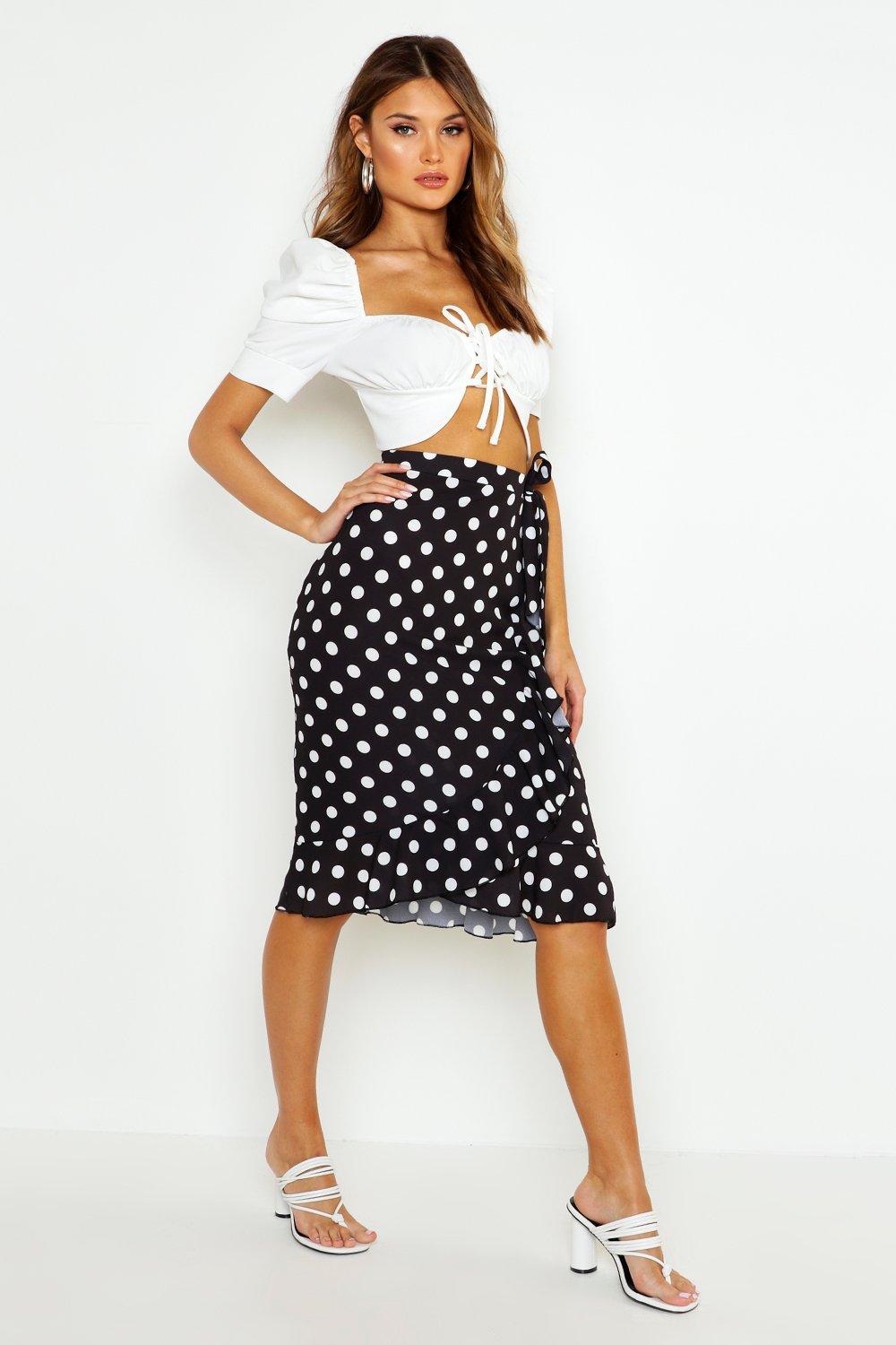 polka dot wrap skirt