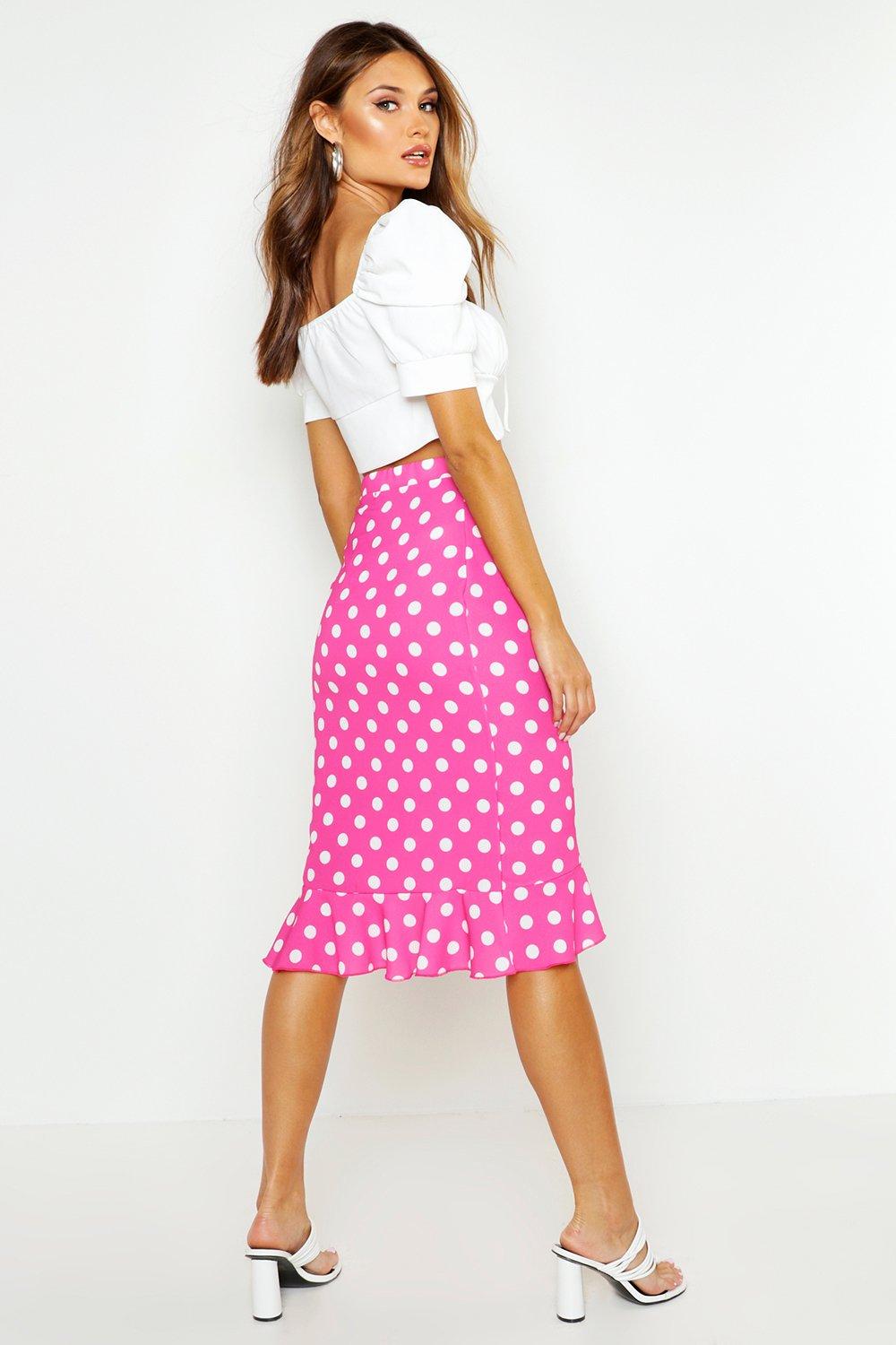 polka dot wrap skirt midi