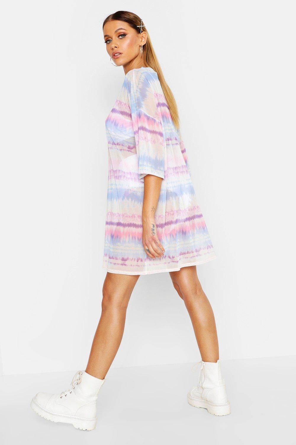 Tie dye mesh hot sale t shirt dress