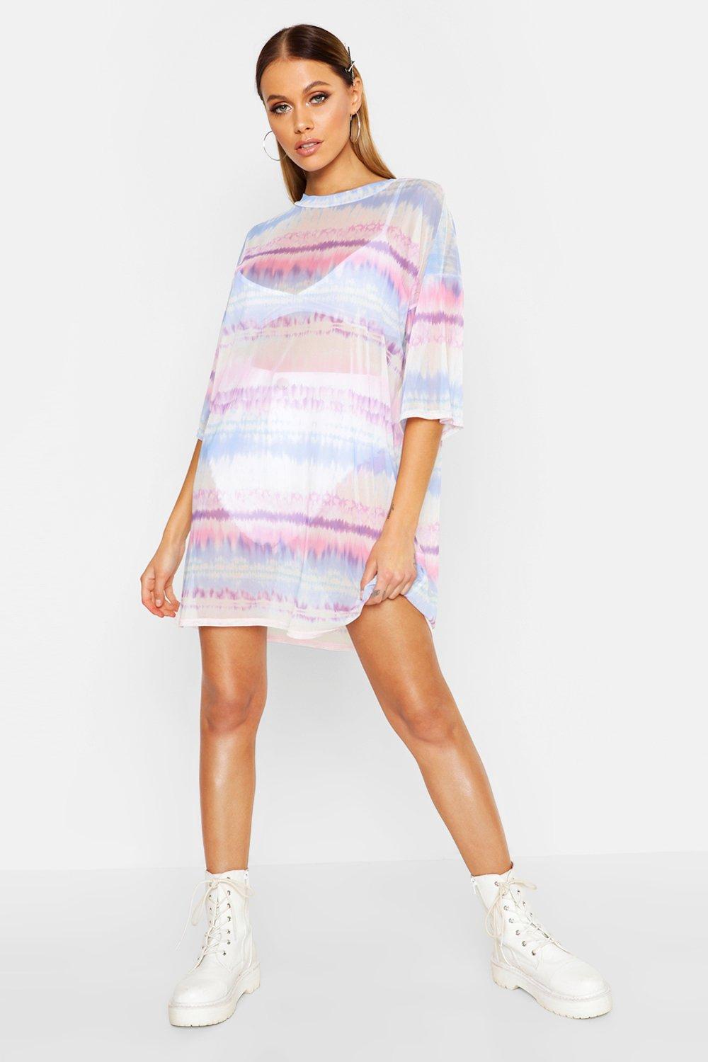 Tie dye mesh t shirt cheap dress