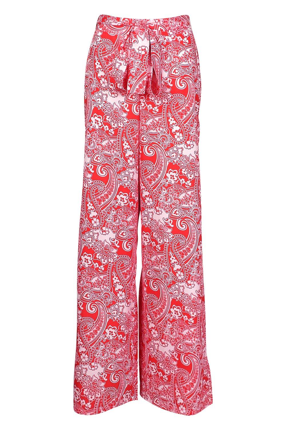 Paisley Side Split Wide Leg Pants