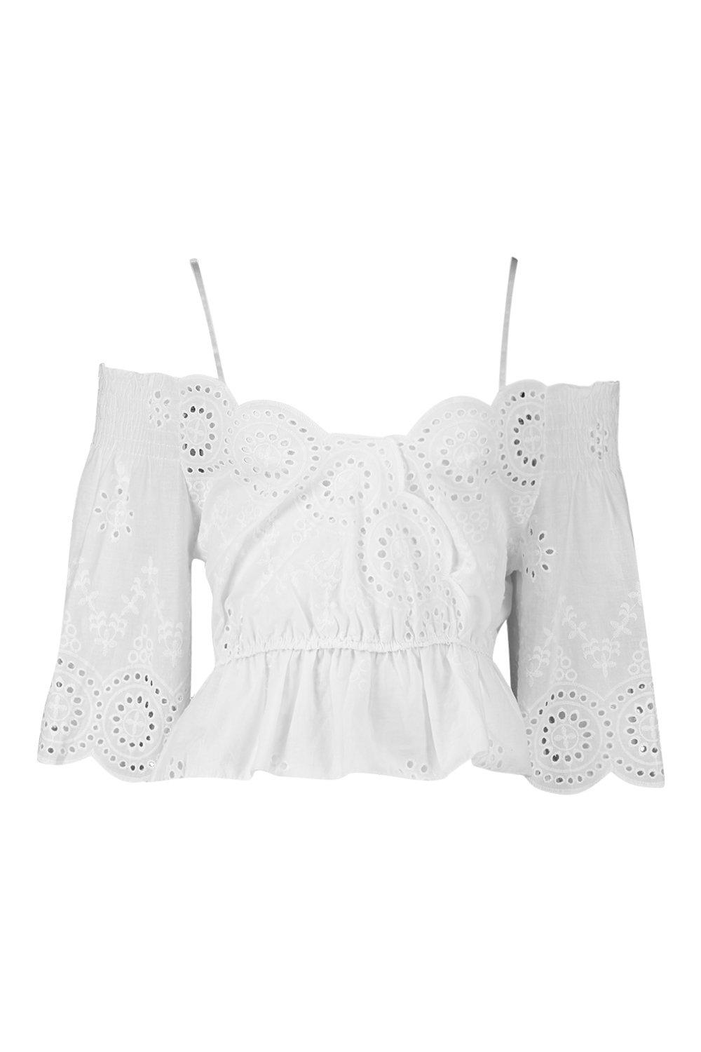 Broderie Anglaise Wrap Top | boohoo Broderie Anglaise Wrap Top | boohoo
