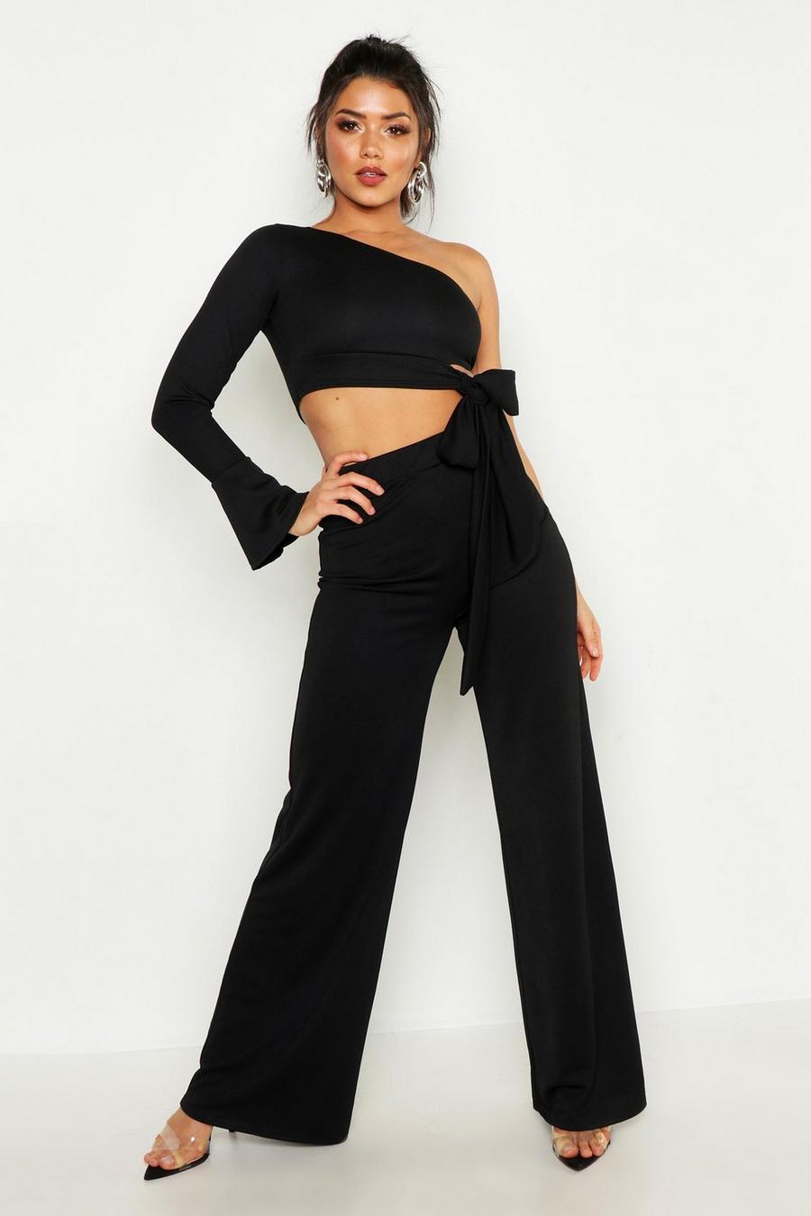 One Shoulder Top & Wide Leg Pants Two-Piece image number 1