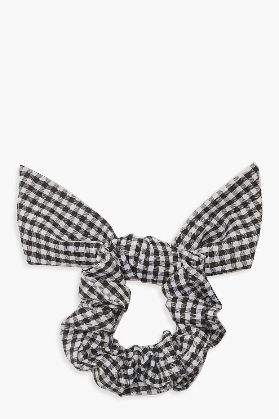 Black Gingham Bow Scrunchie image number 1