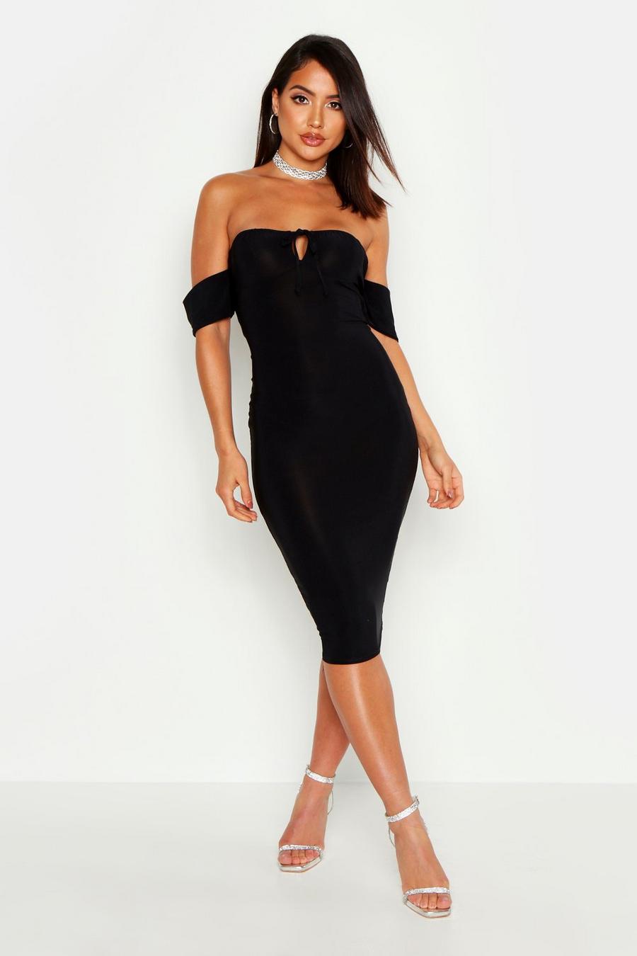 Slinky Off The Shoulder Cup Detail Bodycon Midi Dress image number 1