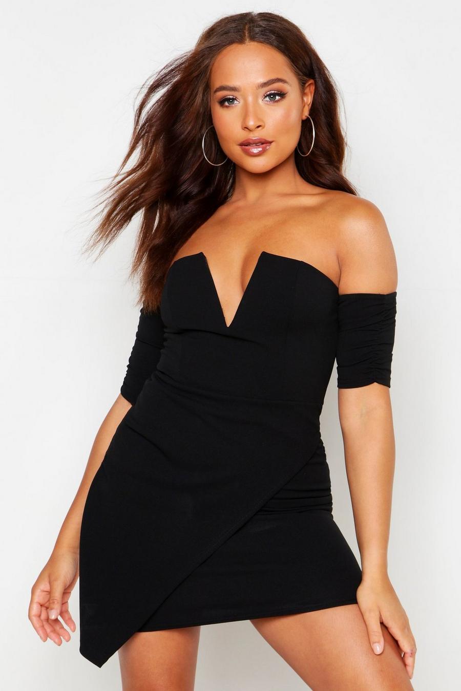 V Bar Rouche Sleeve Bodycon Dress image number 1