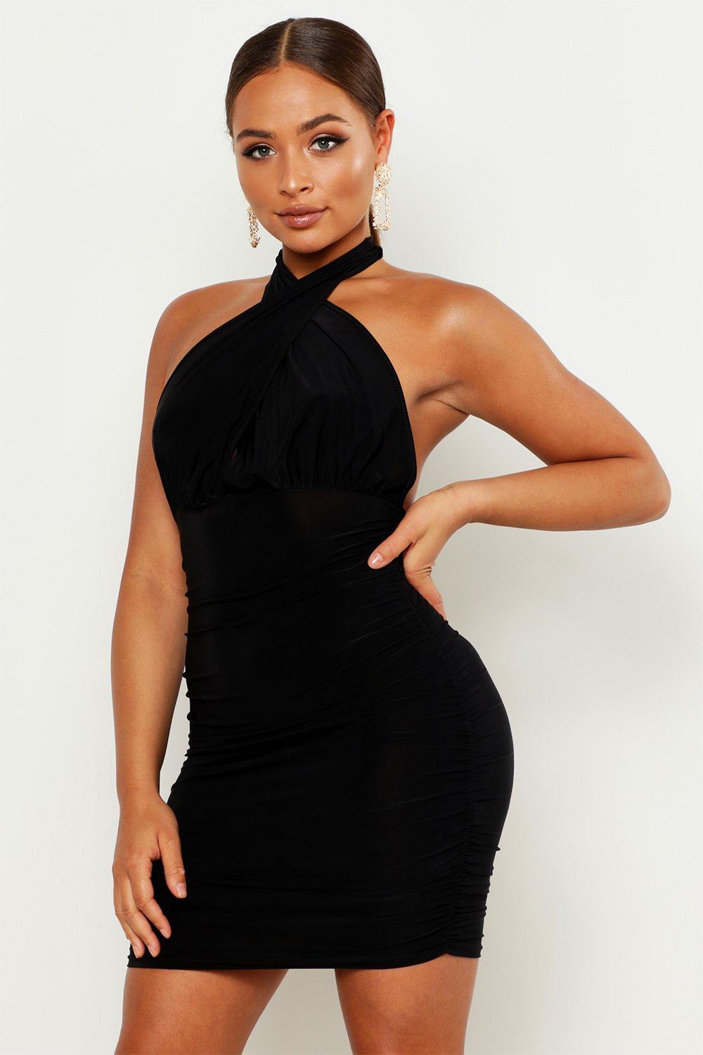 halter neck mini dress
