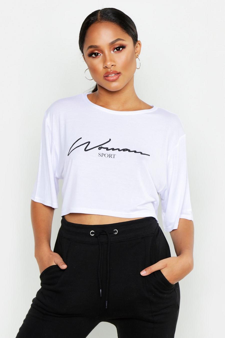 Camiseta entallada corta con eslogan Fit Woman image number 1