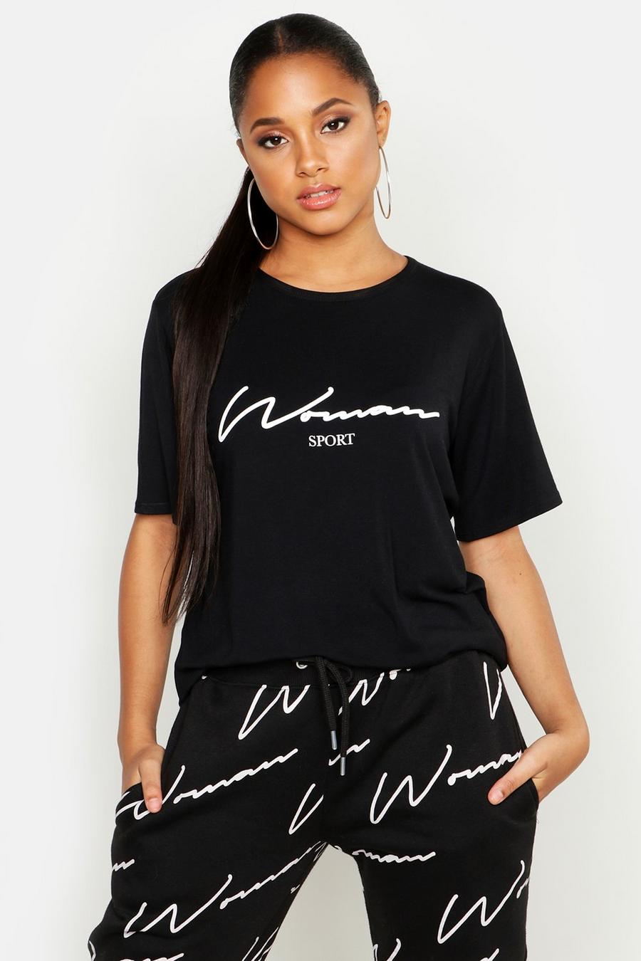 Camiseta entallada corta con eslogan Fit Woman image number 1