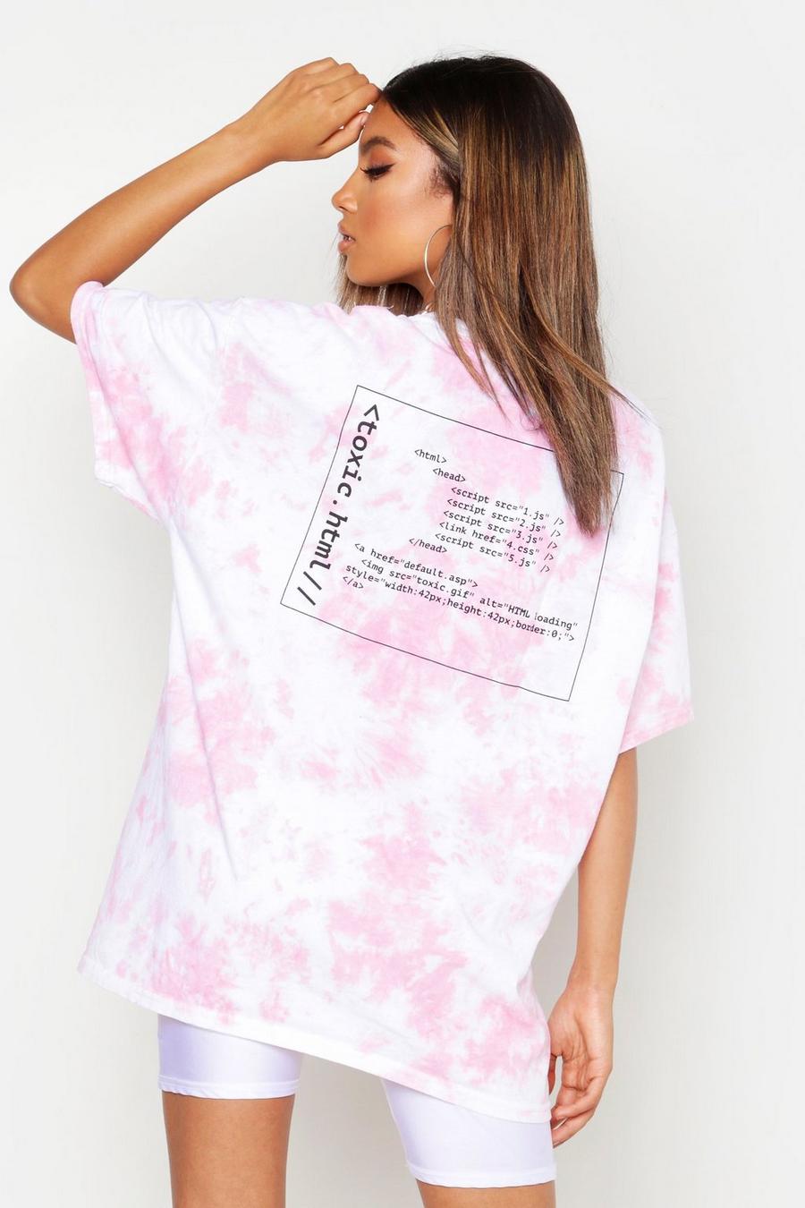 Oversize t-shirt med batikmönster och grafiskt tryck image number 1