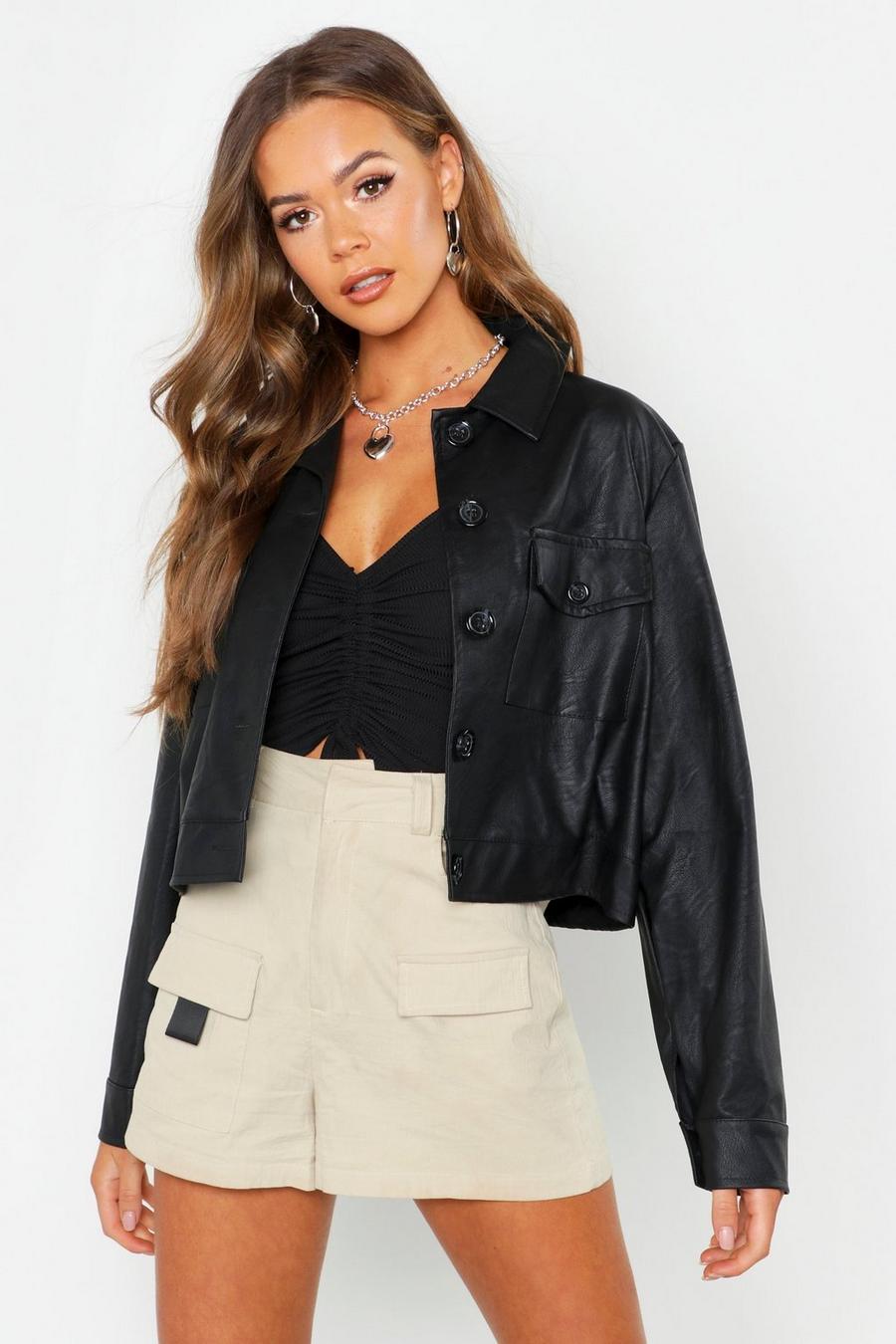 Faux Leather Trucker Jacket image number 1